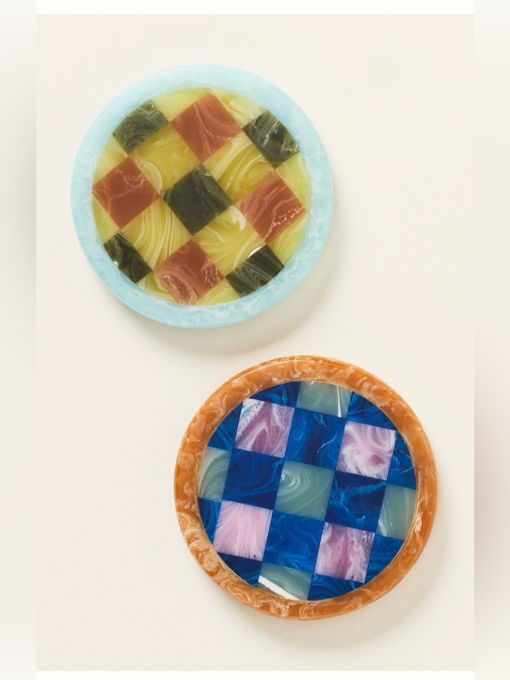 Anthropologie patterned Resin Coaster Set of two